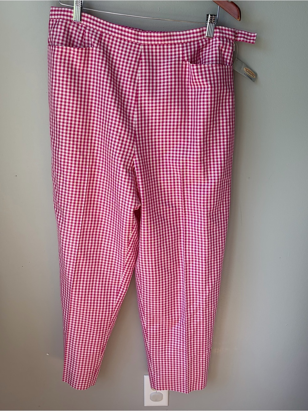 New W/ tags Vintage Talbots Pink & White Gingham Pants Pure Silk Size 16P